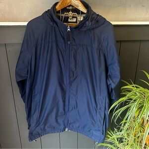 L.L. Bean Nylon Windbreaker Men's Blue Stowaway Jacket Full Zip Size XL‎ Tall